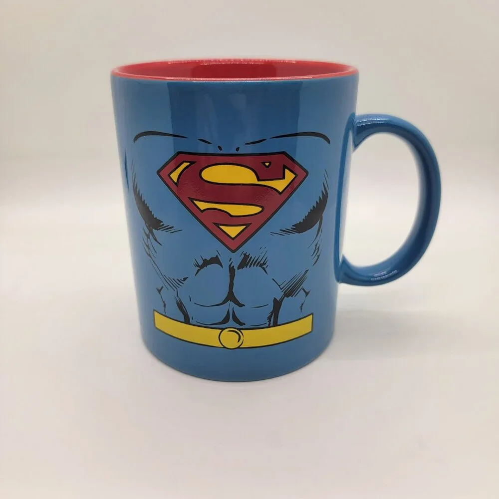 Superman Mug DC Comics Blue Red Logo‎ Vintage Style Heavy Ceramic 4” Glossy ICUP